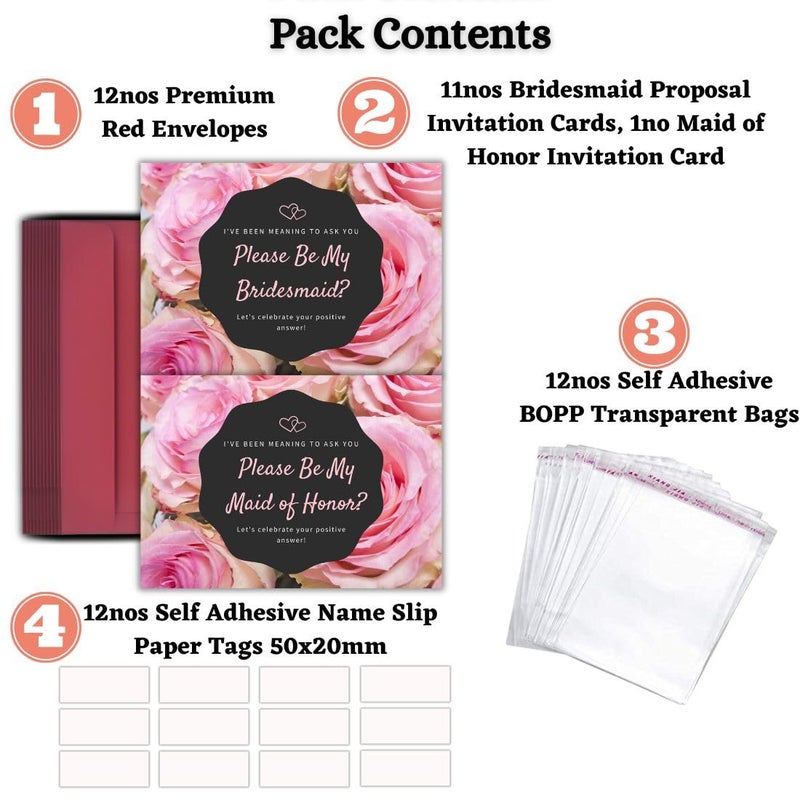 AanyaCentric Set of 12nos Bridesmaid Proposal Invitation Card 5.8x8.3inch 1 for Maid of Honour & 11 for Bridesmaid - Image 2