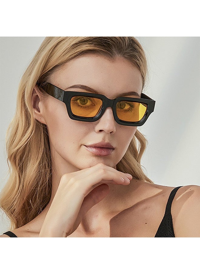 Generic 【Retro Thick Frame Design】Gives modern explanation of classic design,it has a neat frame, heavy and classic square frame nose arch integrated design can give you different experience. Classic broad lines can be decorated with a variety of face shapes, with decorative colorful lenses.  - Image 5