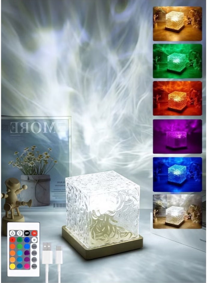 16 Colors Water Ripple Table Lamp Creative Bedside Flame Atmosphere Light Romantic Night Light Gift Starry Sky Projection Light - Image 4