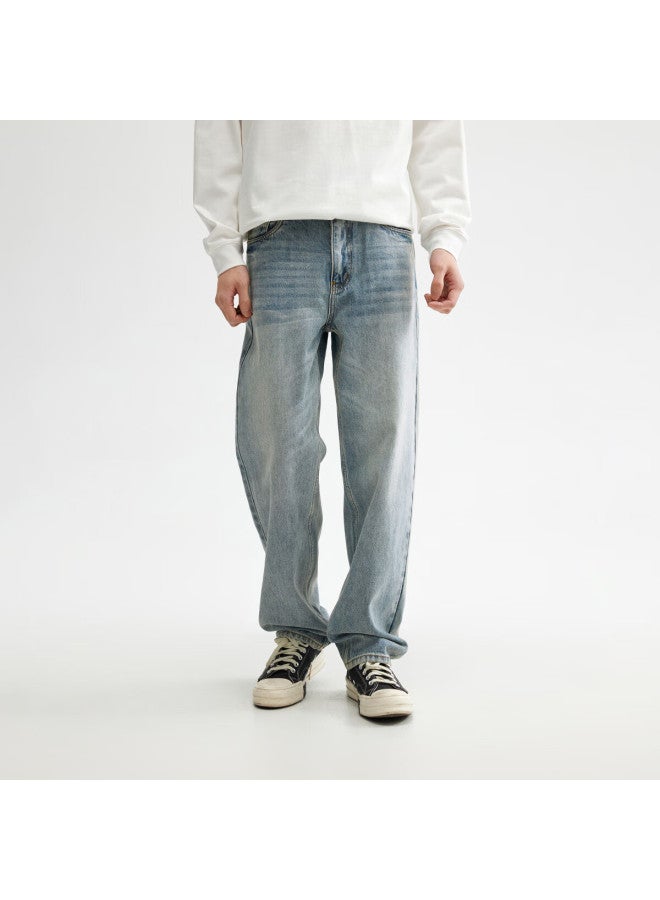 Chinism American-style Jeans For Men, Spring High Street Straight-leg Basic Loose Trendy Comfortable Versatile Skin-friendly Wide-leg Trousers For Me - Image 2