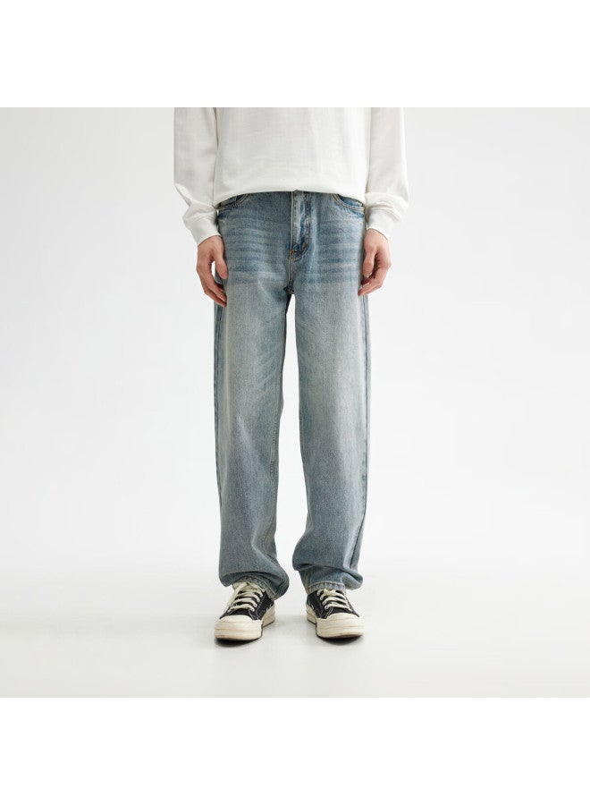 Chinism American-style Jeans For Men, Spring High Street Straight-leg Basic Loose Trendy Comfortable Versatile Skin-friendly Wide-leg Trousers For Me - Image 1