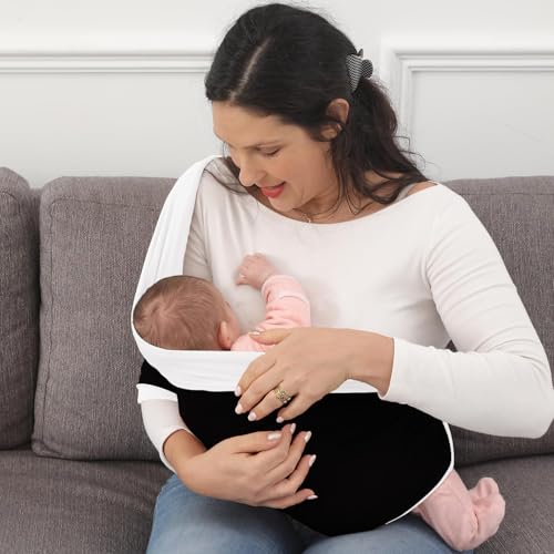 Kloovete Baby Wrap Carrier, Perfect Baby Carrier Wrap Sling for Newborn and Infant up to 35 lbs. (Black/White, M (S, M, L of Clothing Size)) - Image 4