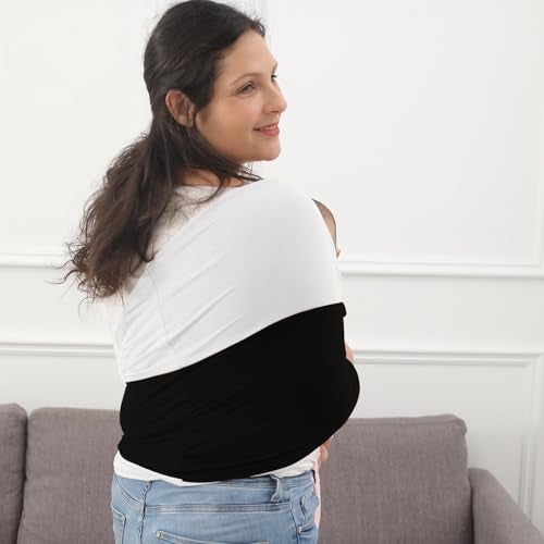 Kloovete Baby Wrap Carrier, Perfect Baby Carrier Wrap Sling for Newborn and Infant up to 35 lbs. (Black/White, M (S, M, L of Clothing Size)) - Image 5