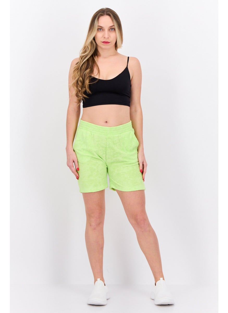 Juicy Couture Women Pull On Textured Basic Shorts, Lime Green  - Image 4