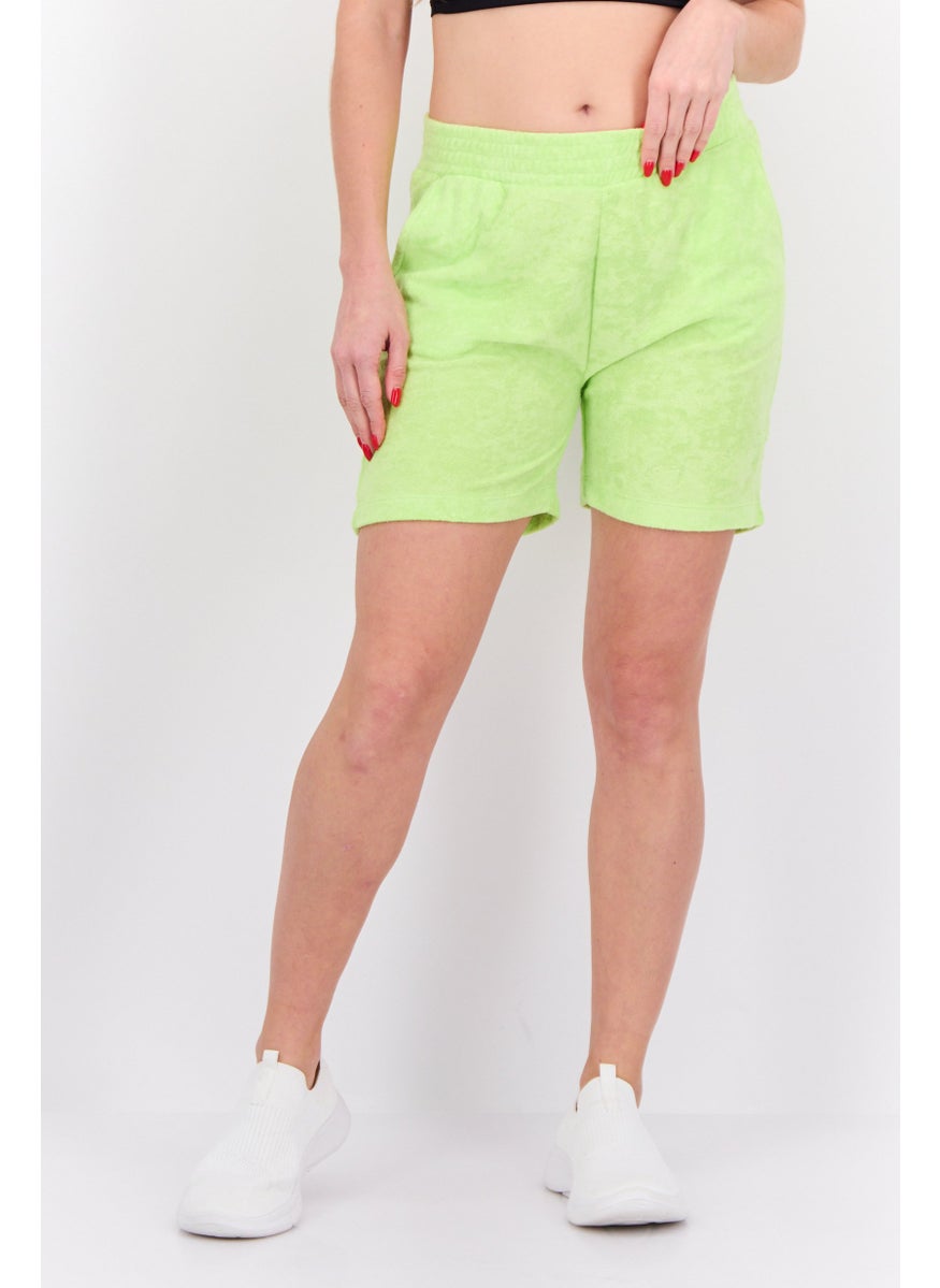 Juicy Couture Women Pull On Textured Basic Shorts, Lime Green  - Image 1
