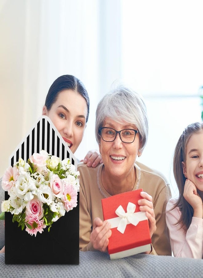 Boerni Florist Bouquet Envelop Box,4 Pack Folding Bouquet Flower Wrapping Boxes Black&White Style Envelope Basket Packaging Gift Paper Boxes for Wedding Anniversary Valentine's Day Mother's Day - Image 5