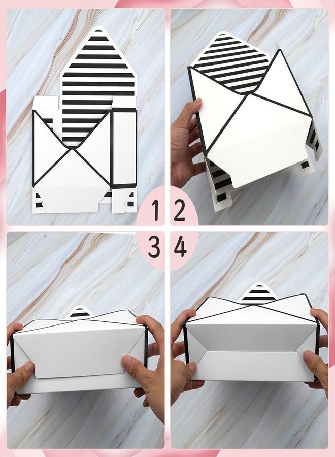 Boerni Florist Bouquet Envelop Box,4 Pack Folding Bouquet Flower Wrapping Boxes Black&White Style Envelope Basket Packaging Gift Paper Boxes for Wedding Anniversary Valentine's Day Mother's Day - Image 3