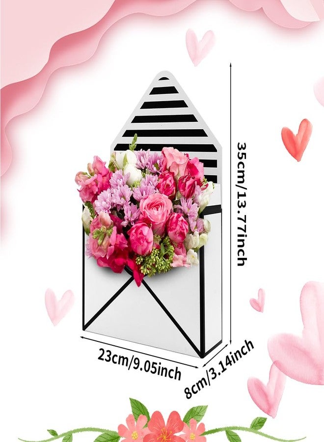 Boerni Florist Bouquet Envelop Box,4 Pack Folding Bouquet Flower Wrapping Boxes Black&White Style Envelope Basket Packaging Gift Paper Boxes for Wedding Anniversary Valentine's Day Mother's Day - Image 2