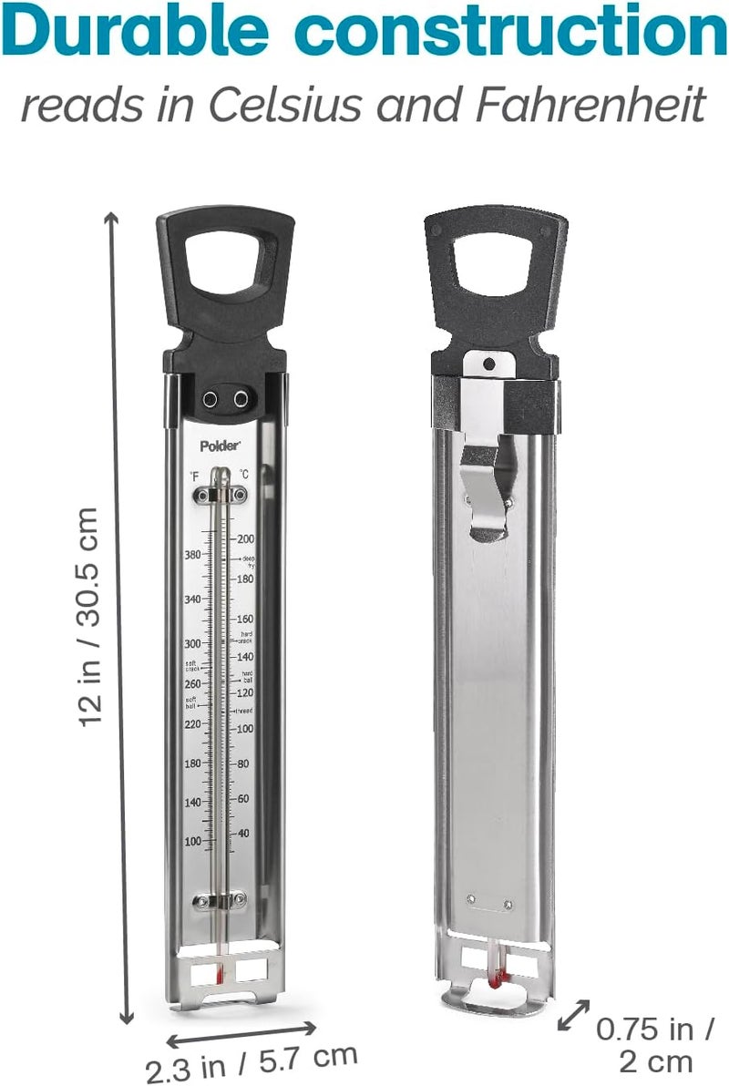Polder Candy Thermometer Deep Fry/Jam/Sugar/Syrup/Jelly Thermometer with Hanging Hook Cooking Thermometer Food Thermometer Quick Reference Temperature & Pot Clip - Image 4