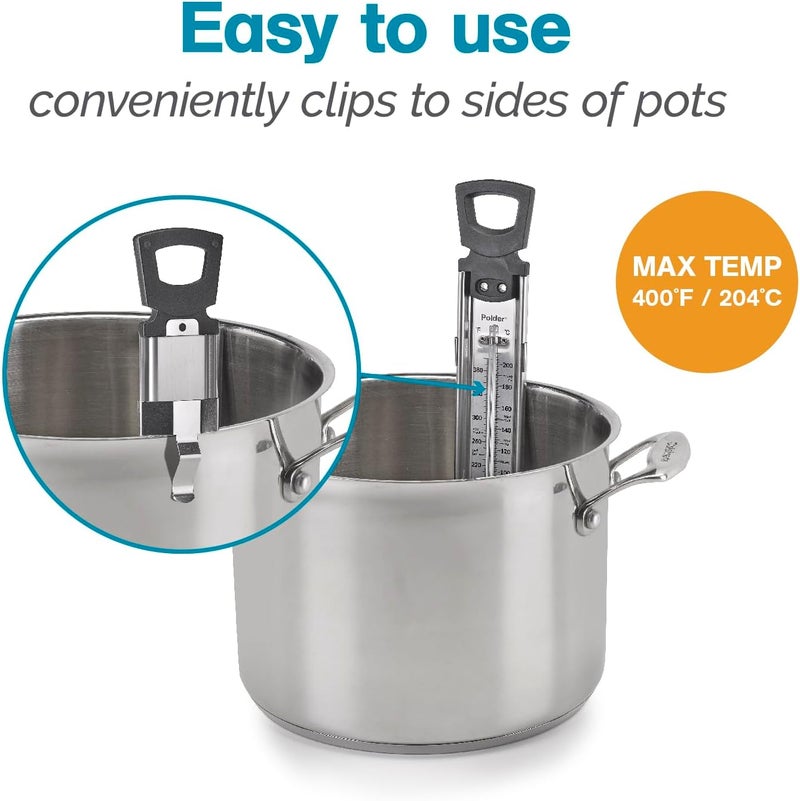 Polder Candy Thermometer Deep Fry/Jam/Sugar/Syrup/Jelly Thermometer with Hanging Hook Cooking Thermometer Food Thermometer Quick Reference Temperature & Pot Clip - Image 2