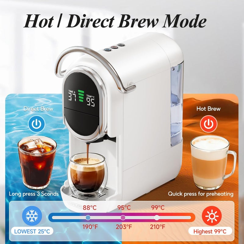 Cafelffe MK-609S 6-In-1 Capsule Coffee Machine Maker, 7 Water Size & Hot/Cold Brew, 19 Bar Espresso Machine,Nes Original/DG/ESE/K Cup Pod/Tea/Ground Compatible,1450W - Image 5