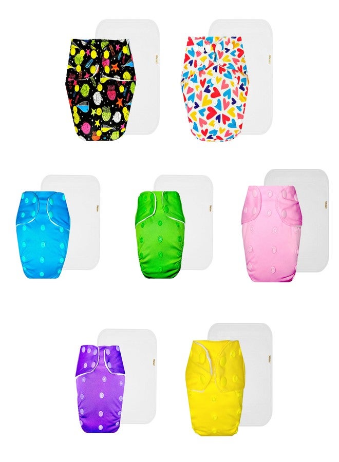 Dumbledo Premium Cloth Diaper with Cotton Insert (Pack of 7) | Soft & Gentle | Leakproof | Adjustable Snaps | Designed by Moms | 3 Months - 3 Years | Unisex Baby - Image 1