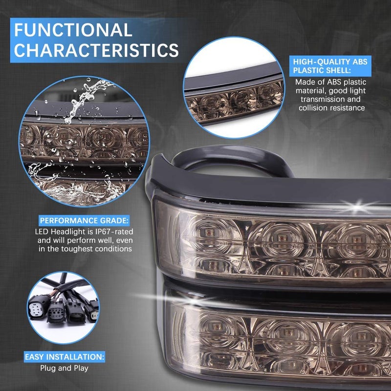 DREAMIZER Saddlebag Lights for Street Glide - Motorcycle LED Saddle bag Brake Light for Road King Electra Glide Ultra Classic - Black Housing,Smoked Lens - Image 3