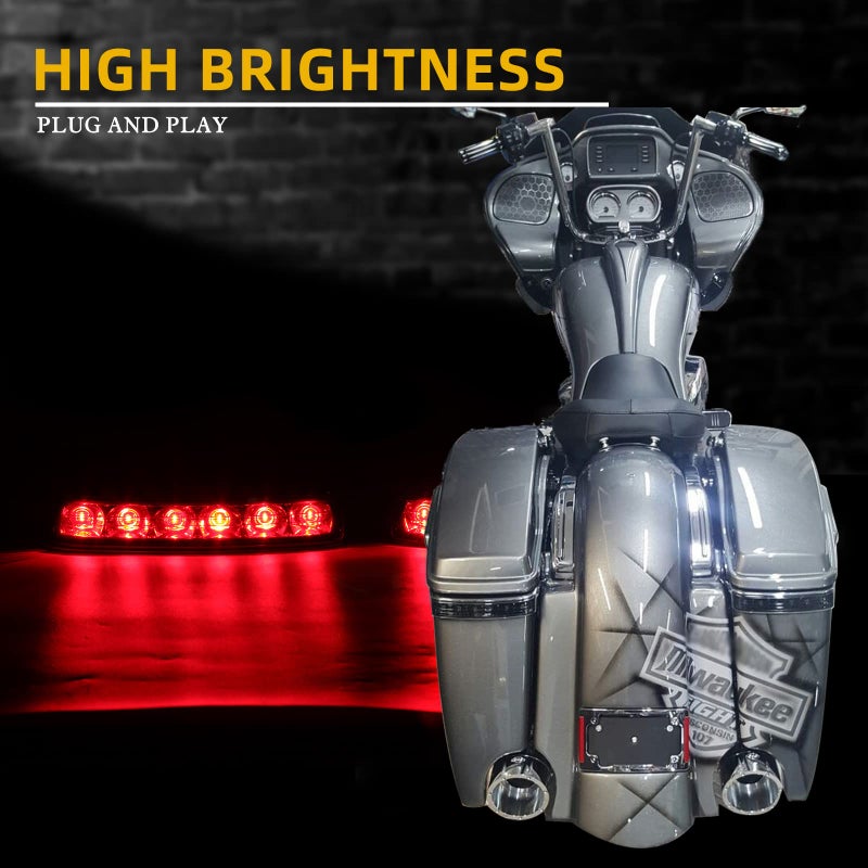 DREAMIZER Saddlebag Lights for Street Glide - Motorcycle LED Saddle bag Brake Light for Road King Electra Glide Ultra Classic - Black Housing,Smoked Lens - Image 5