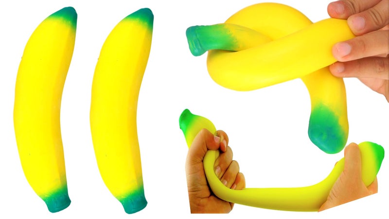 JARU Stretchy Banana Toy 2 Pack SandFilled Squishy Banana Stress Toy for Kids Fruit Squishies Stretchy Fidget Toy for Stress Relief Party Favors Goodie Bag Stuffers 33402p - Image 2