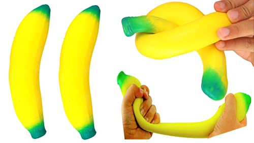 JARU Stretchy Banana Toy 2 Pack SandFilled Squishy Banana Stress Toy for Kids Fruit Squishies Stretchy Fidget Toy for Stress Relief Party Favors Goodie Bag Stuffers 33402p - Image 1