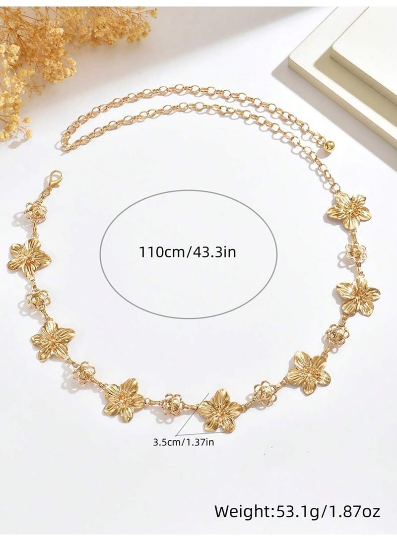 Flower Charm Waist Chain for Women, Gold Belly Chain Body Jewelry for Beach, Summer Dresses & Vacation Outfits - Image 5