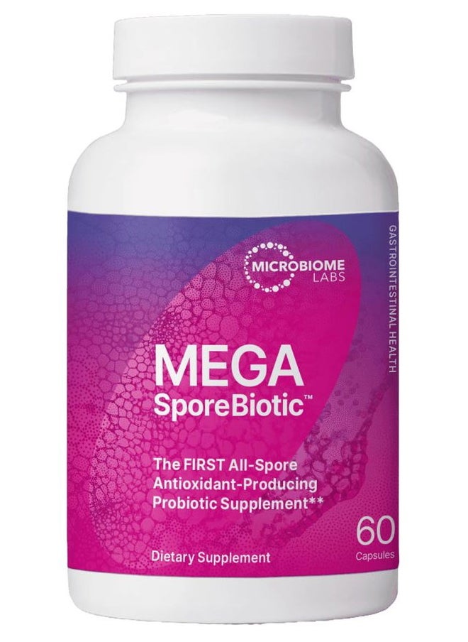 Microbiome Labs MegaSporeBiotic Probiotics for Women & Men - Spore Based Probiotics for Digestive Health - Shelf Stable & Travel-Friendly (60 Capsules)  - Image 1