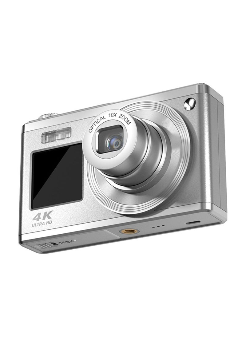 كاميرا رقمية بدقة 4K وزوم بصري مع شاشة مزدوجة وكاميرا سيلفي
