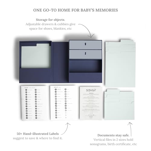 Savor | Baby Keepsake Organizer Box | The Original Fabric Acid-Free Modern Minimalist Gender-neutral Memory Box with Labels | For Pregnancy, Mother’s Day, Baby Shower, New Baby Girl Baby Boy Gifting - Image 4