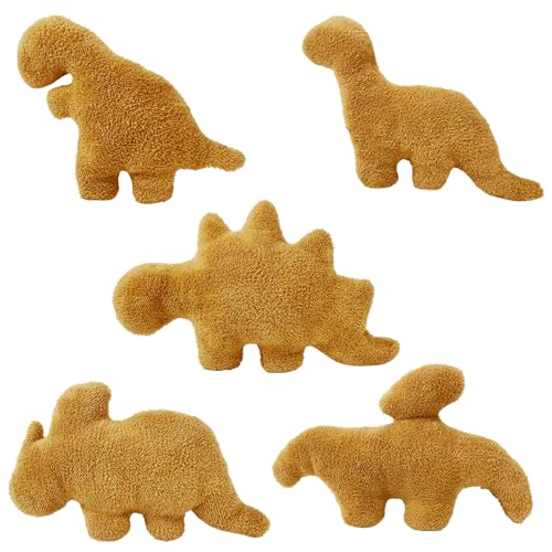 Isaacalyx 5 Packs Dino Nugget Pillow Plush Soft Dinosaur Chicken Nuggets Pillow for Birthday Gifts Dinosaur Theme Party Decorations - Image 1