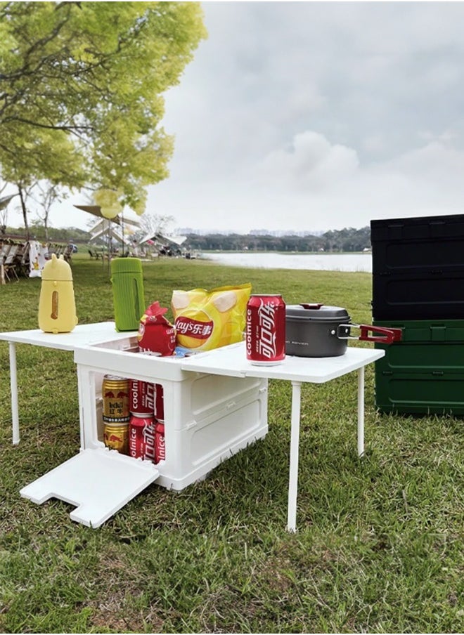 Generic - Foldable Camping Storage Box Picnic Car Trunk Storage Box with Lid Suitable for Outdoor Camping Picnic Multifunctional Table Storage Box - Image 1