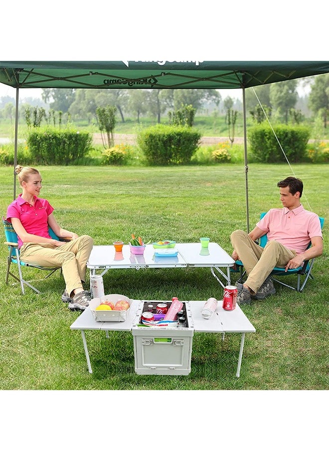 Generic - Foldable Camping Storage Box Picnic Car Trunk Storage Box with Lid Suitable for Outdoor Camping Picnic Multifunctional Table Storage Box - Image 1