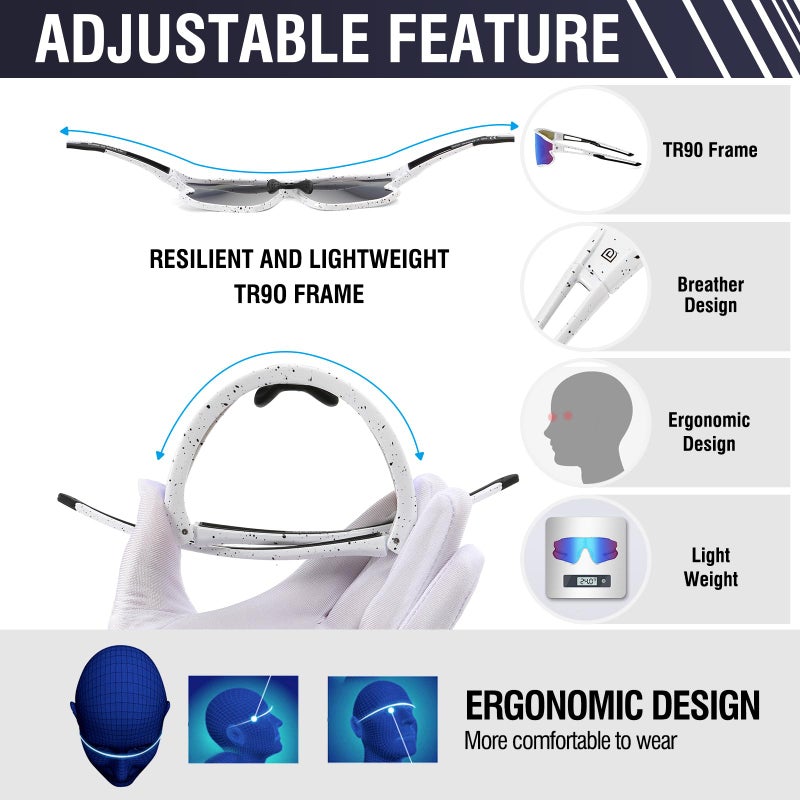 DUCO Polarized Sports Sunglasses for Men Women Baseball Running Fishing Pickleball Cycling Glasses UV400 Protection DC0023 - Image 5