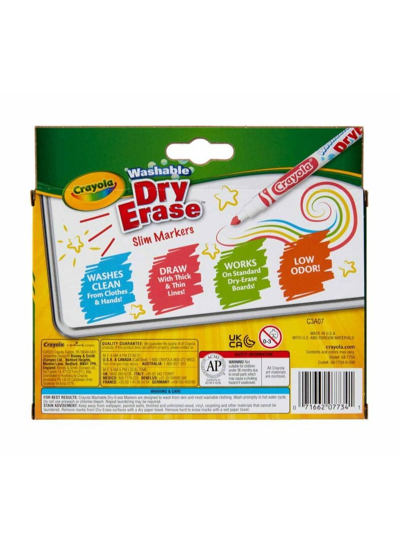 Crayola 10 Ct Slim Dry-Erase Markers, Washable - Image 4