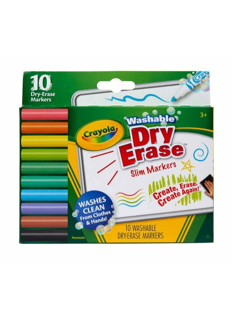 Crayola 10 Ct Slim Dry-Erase Markers, Washable - Image 2