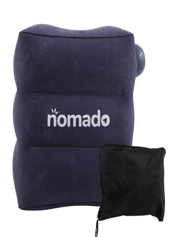 nomado Travel Foot Rest Pillow - Self-Inflatable Seat Extender for Car, Plane & Train, Portable & Compact Footrest for Kids & Adults, Dark Blue Rectangular 18×15×12 Inch for Long Trips - Image 1