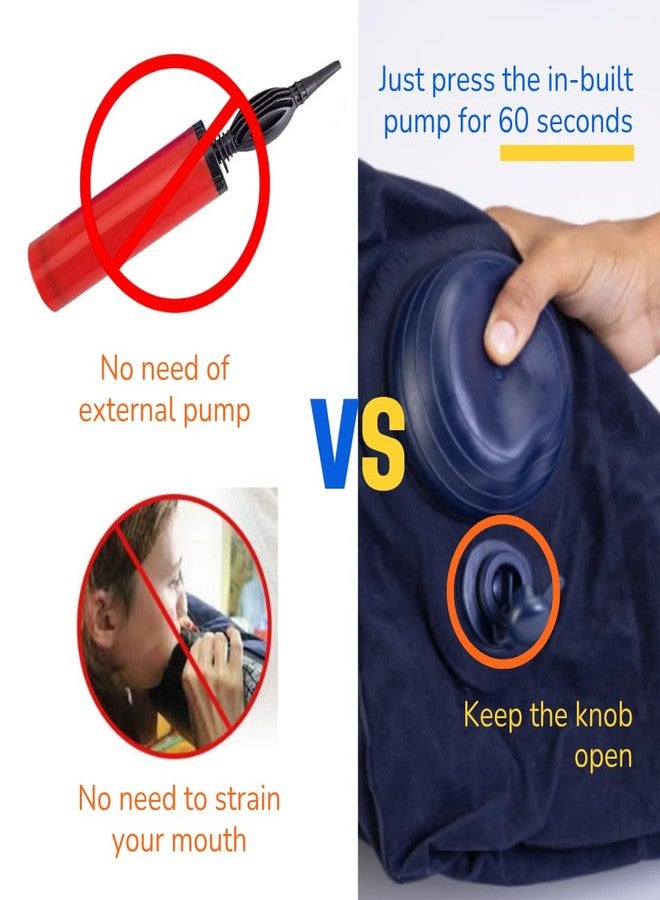 nomado Travel Foot Rest Pillow - Self-Inflatable Seat Extender for Car, Plane & Train, Portable & Compact Footrest for Kids & Adults, Dark Blue Rectangular 18×15×12 Inch for Long Trips - Image 4