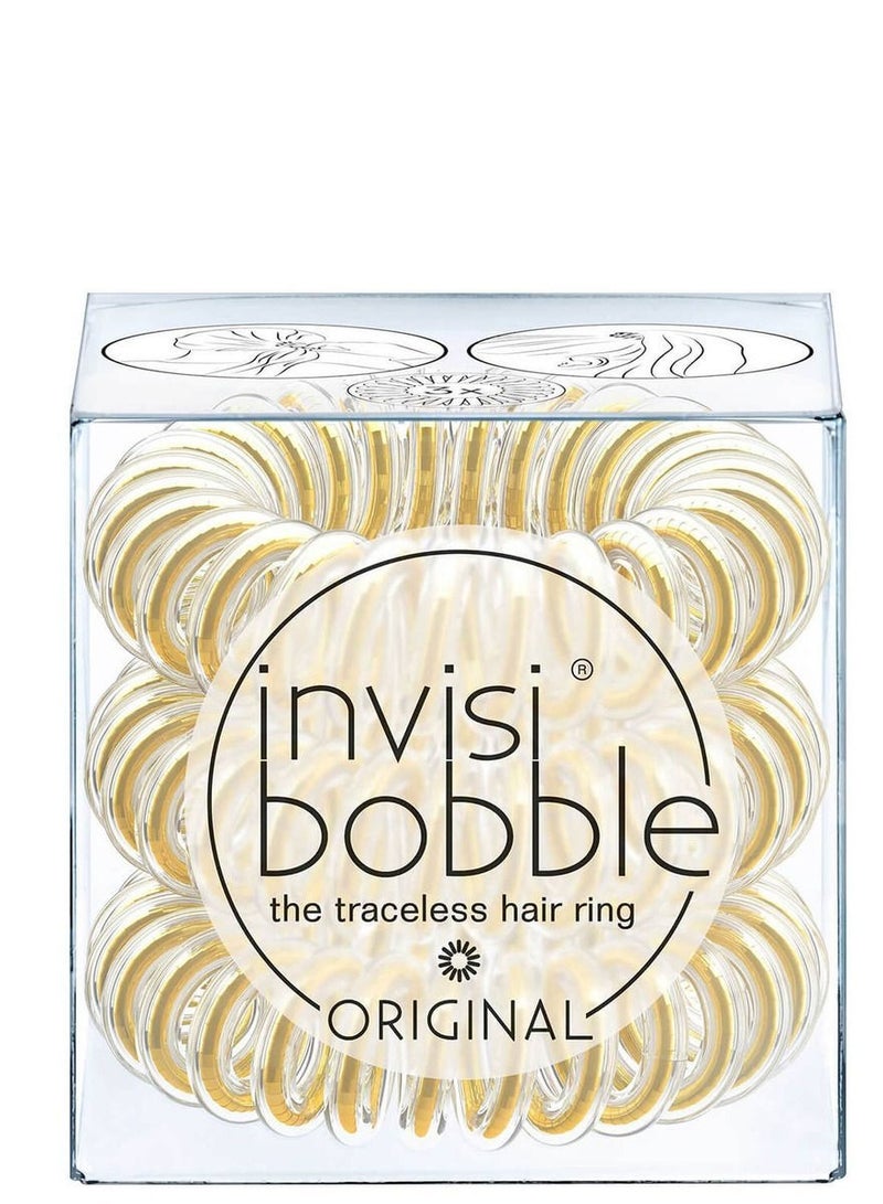 invisibobble خاتم الشعر الأصلي من INVISIBOBBLE The Traceless - You're Golden، عبوة من 3 قطع