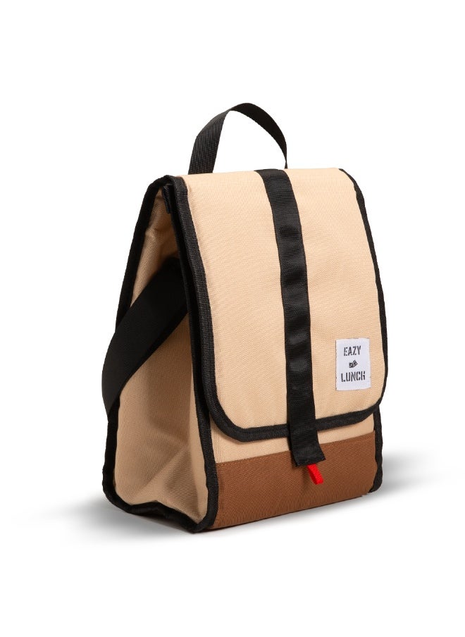 Eazy Kids Eazy Kids Lunch Bag – Insulated, Foldable & Stylish (Beige & Brown)  - Image 1