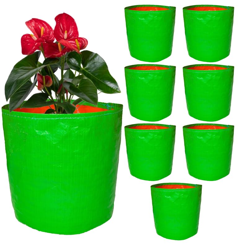 GroWonder Grow Bags for Terrace Gardening 18x18 inches Pot for Plants, 230 GSM Strong, Terrace Gardening Vegetable Planting Pots, Woven Fabric Leafy Fruits Growing Containers, Pack of 8 - Image 1