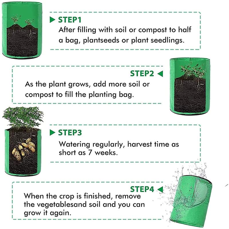 GroWonder Grow Bags for Terrace Gardening 18x18 inches Pot for Plants, 230 GSM Strong, Terrace Gardening Vegetable Planting Pots, Woven Fabric Leafy Fruits Growing Containers, Pack of 8 - Image 4