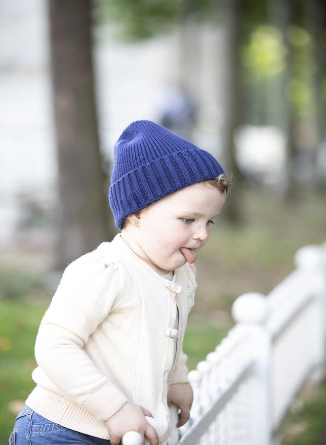 DASMINI Baby Beanie Toddler Winter Hat Infant Babies Newborn Kids Beanies Knit Hats Girl Boy (Dark Blue, 0-6mth) - Image 3
