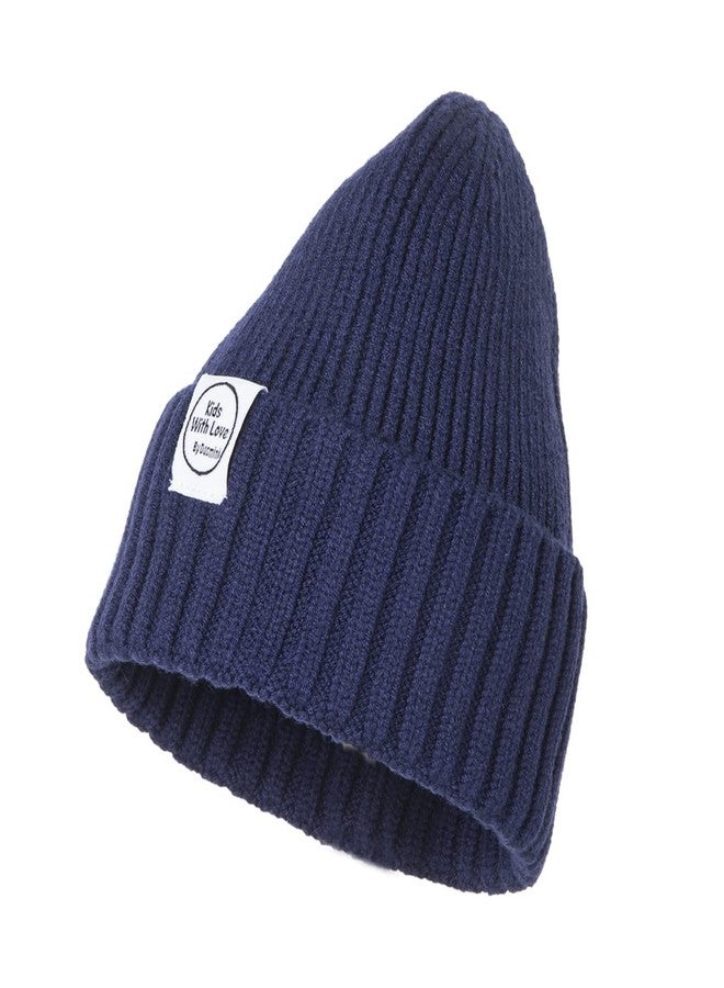 DASMINI Baby Beanie Toddler Winter Hat Infant Babies Newborn Kids Beanies Knit Hats Girl Boy (Dark Blue, 0-6mth) - Image 1