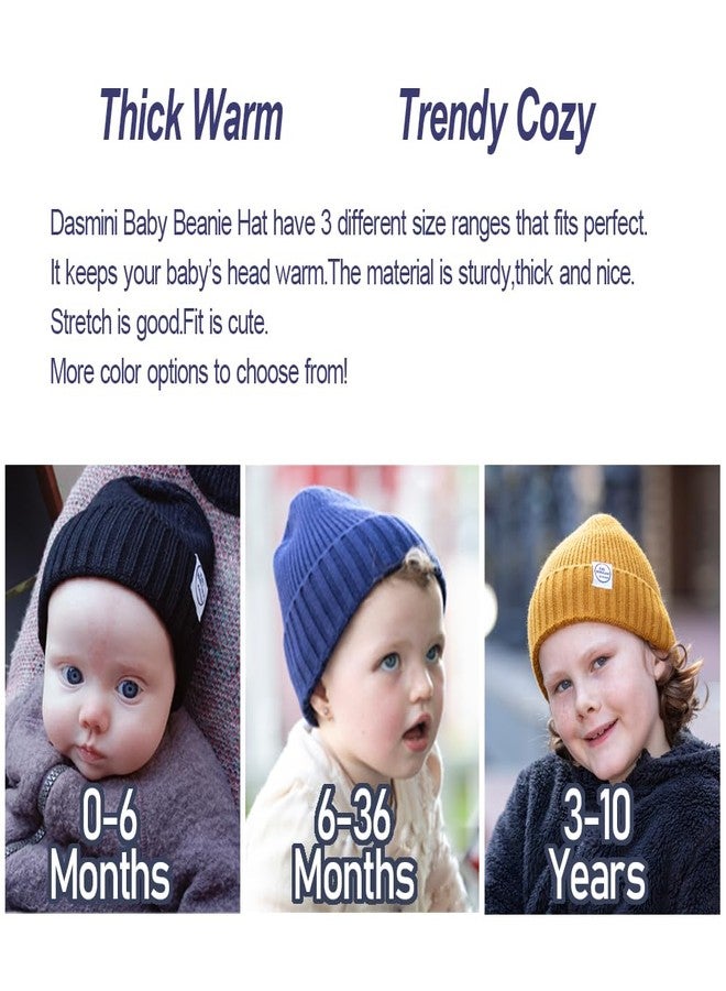 DASMINI Baby Beanie Toddler Winter Hat Infant Babies Newborn Kids Beanies Knit Hats Girl Boy (Dark Blue, 0-6mth) - Image 5