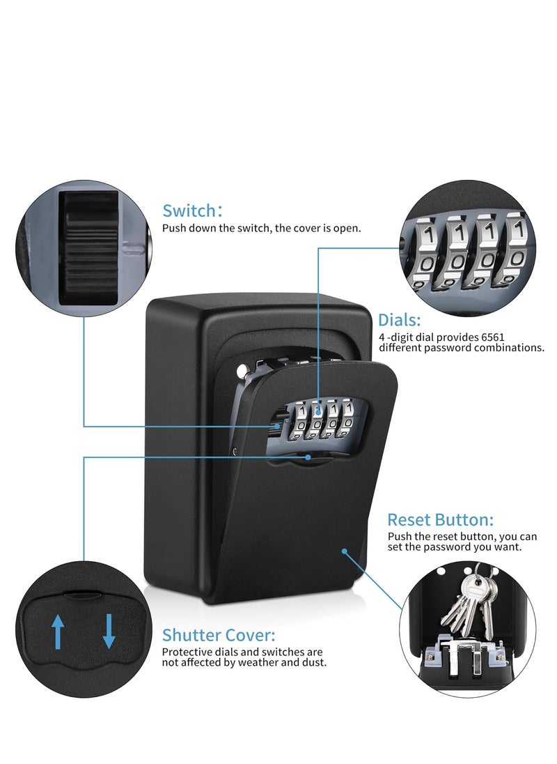 YUNSYE - Key Lock Box for Outside - Sturdy and Durable Lock Box for House Key,Key Capacity Lockbox for Keys Outdoor,Waterproof Emergency Spare Key Lockbox with Resettable Code for Home - Image 1