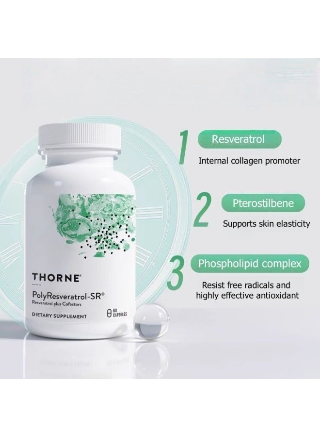 Thorness Poly Resveratrol-SR, Resveratrol plus Cofactors Dietary Supplement ，Promote Collagen Regeneration, Firm Skin, Anti-oxidation and Anti-aging 60 Capsules - Image 3