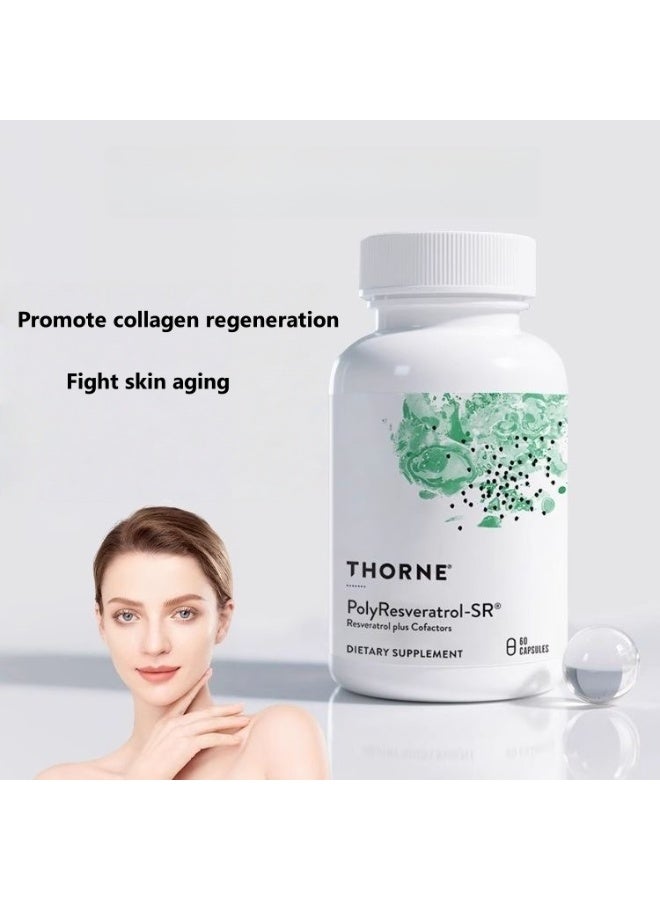 Thorness Poly Resveratrol-SR, Resveratrol plus Cofactors Dietary Supplement ，Promote Collagen Regeneration, Firm Skin, Anti-oxidation and Anti-aging 60 Capsules - Image 2