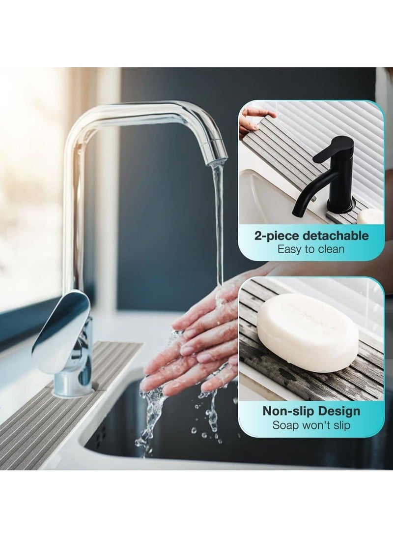Generic - Diatomaceous Kitchen Faucet Mats, 2 Pack, Quick Dry Splash Guard, Sink Drip Catcher, Absorbent Stone Mat for Bathroom and Bar Sinks - Image 1