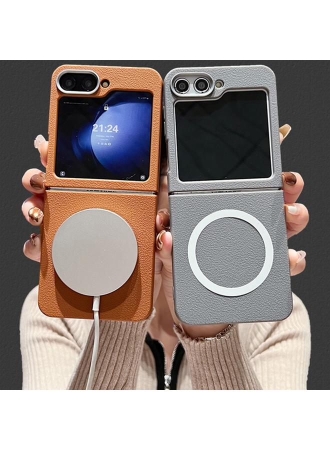 اس-توب جراب لهاتف Samsung Galaxy Z Flip3 بتصميم من الجلد مع غطاء MagSafe كامل التغطية - Image 2