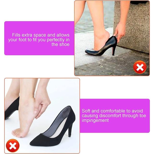 HOME CUBE 4 Pair / 8 Pc Soft Sponge Shoe Filler For Women Adjustable Tightener Pads Reusable Insoles Toe Filler Inserts for Loose Shoe High Heel Foot Pain Relief - Image 5