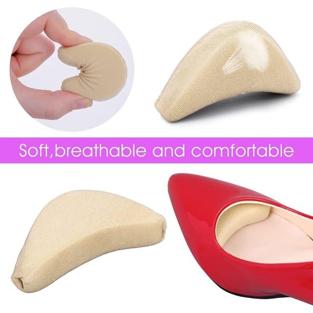 HOME CUBE 4 Pair / 8 Pc Soft Sponge Shoe Filler For Women Adjustable Tightener Pads Reusable Insoles Toe Filler Inserts for Loose Shoe High Heel Foot Pain Relief - Image 3
