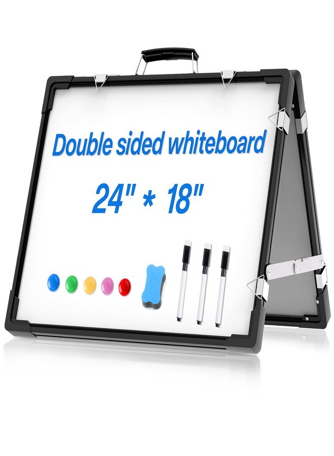 AmazeFan Whiteboard Dry Erase Boards, Portable White Board Double Sided Magnetic Board Stand,Foldable Hanging Wall Desktop Boards Easel for Kids Students Teacher for School Home Kitchen Office 24x18 Inch - Image 1