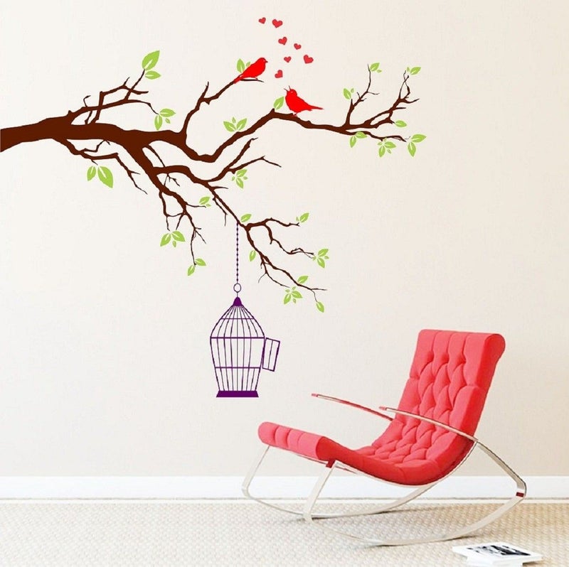 Eja Art Two Red Singing Bird With Case Animals Switch Board Sticker - Image 4
