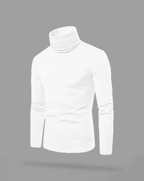 AUSK Men's High Neck Cotton Regular Fit T-Shirts(White-XX-Large) - Image 3