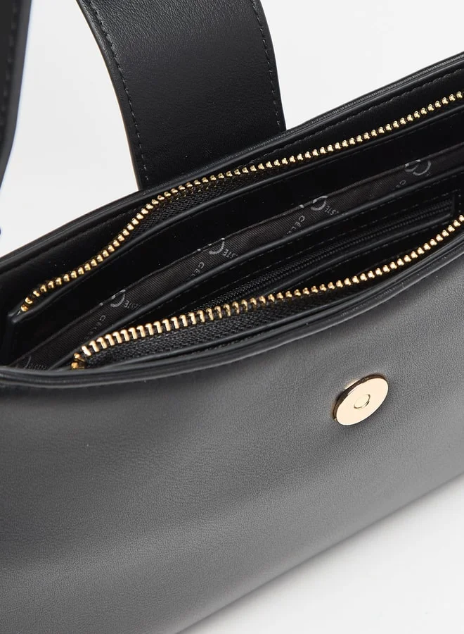 Celeste Solid Shoulder Bag with Detachable Strap and Magnetic Closure